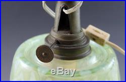 Antique American Opaline Art Glass Electrified Oil Lamp with Original Shade 1878