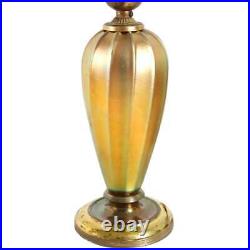 Antique American Steuben Aurene Gold Glass One-Light Table Lamp c. 1920