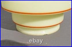 Antique Art Deco 9 Custard Glass Pendant or Ceiling Lamp Shade Striped Poppies