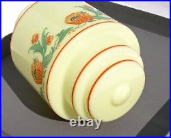 Antique Art Deco 9 Custard Glass Pendant or Ceiling Lamp Shade Striped Poppies