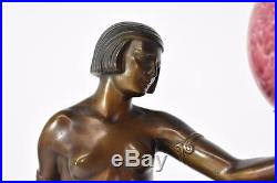 Antique Art Deco Female Nude Table Lamp Art Glass Shadde / Globe