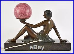 Antique Art Deco Female Nude Table Lamp Art Glass Shadde / Globe