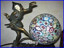 Antique Art Deco Gerdago Lady Pixie Dancing Girl Statue Sculpture Glass Shade Us