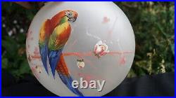Antique Art Deco HAND PAINTED PARROT Frosted Glass Ceiling Light Lamp Shade