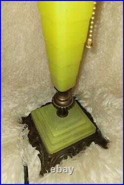 Antique Art Deco Jade Vaseline Glass Jadeite Lamp Beautiful