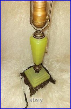 Antique Art Deco Jade Vaseline Glass Jadeite Lamp Beautiful