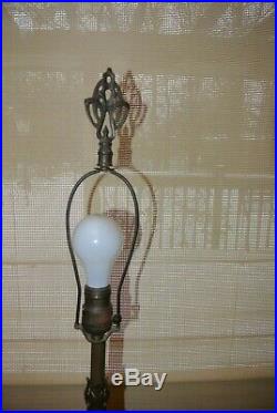 Antique Art Deco Jadeite Glass Cast Iron Table Lamp