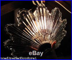 Antique Art Deco Lightolier Ceiling Lamp Chandelier glass exquisite design