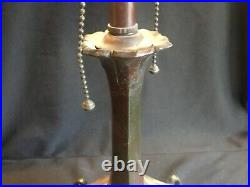 Antique Art Deco Nouveau Stained Slag Glass Overlay Lamp Bradley & Hubbard