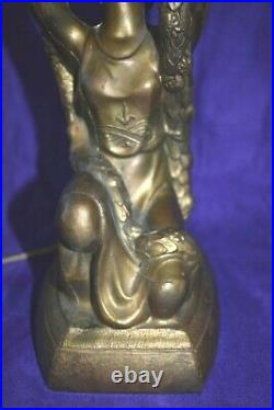 Antique Art Deco Orientalist La Belle Specialty Maiden Woman Slag Glass Lamp