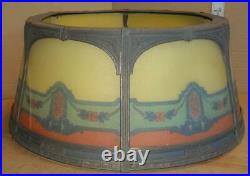 Antique Art Deco Reverse Painted Glass Panel Lamp Shade Vtg Glass Panel Shade
