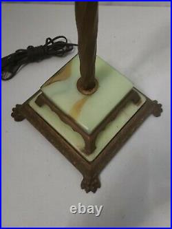 Antique Art Deco Vaseline Uranium Jadeite Houze Glass Floor Lamp Claw Feet