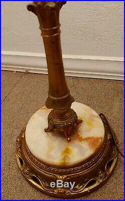 Antique Art Deco Vintage Torchiere Floor Lamp with Glass shade & marble base