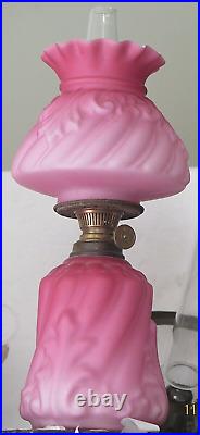Antique Art Glass French Baccarat Victorian One Flower Miniature Oil Lamp Mint