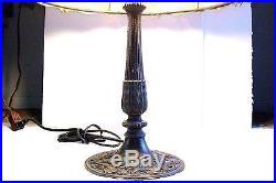 Antique Art Nouveau Caramel Slag Glass 6 Panel Table Lamp Tiffany Style Lamp