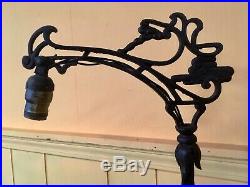 Antique Art Nouveau Cast Iron Bridge Floor Lamp Vaseline Glass Jadeite Exco 379