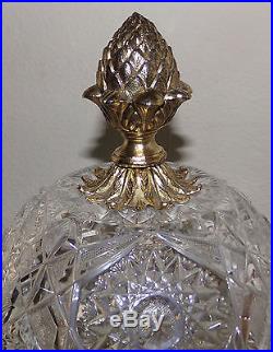 Antique Art Nouveau Cut Crystal Lamp 24KT Gold over Brass Vintage Lamps Lighting