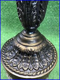 Antique Art Nouveau Lamp Large Glass Beaded Ornate Cast 1900s Fast Free Shippin