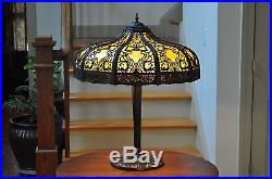 Antique Art Nouveau Large 20 Panel Slag Glass Lamp Bradley Hubbard Arts & Crafts