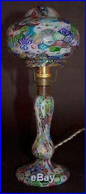 Antique Art Nouveau Murano Millefiori Fratelli Toso Glass Lamp