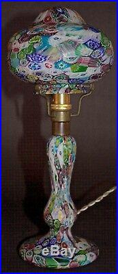 Antique Art Nouveau Murano Millefiori Fratelli Toso Glass Lamp