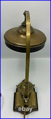 Antique Art Nouveau Piano Lamp Bronze, Marble And Jeweled Glass