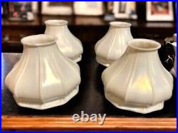 Antique Art Nouveau Quezal Squash Blossom Opaline Art Glass Lamp Shades Set Of 4