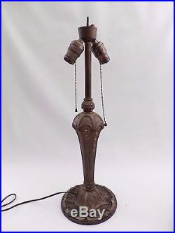 Antique Art Nouveau Salem Brothers 18 Table Lamp Carmel Slag Glass Shade