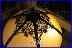 Antique Art Nouveau Slag Glass Lamp Circa 1900-1920 Bradley Hubbard Handel Era