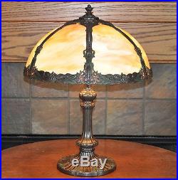 Antique Art Nouveau Slag Glass Lamp Rainaurd Miller