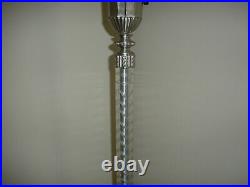 Antique Art Nouveau Torchiere Floor Lamp with Etched Glass Pipe