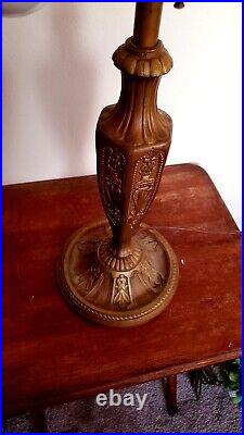 Antique Art Nouveau c. 1915 Signed Salem Bros, NY Slag Glass Lamp
