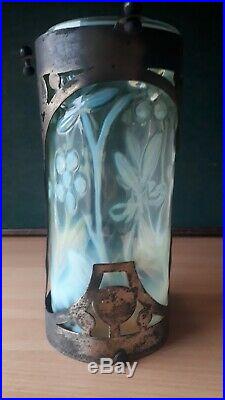 Antique Arts And Crafts Vaseline Uranium Glass Hall Lantern Ceiling Light 1900