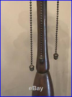 Antique Arts & Craft SIGNED HANDEL Slag Glass Table Lamp Shade & Base Signed