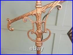 Antique Arts & Crafts Art Nouveau Bridge Arm Floor Lamp with Slag Glass Shade 767