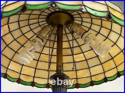 Antique Arts & Crafts Lamb Brothers & Greene Leaded Stained Glass Lamp