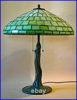 Antique Arts & Crafts Mission Handel Duffner & Kimberly Leaded Glass Table Lamp