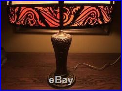 Antique Arts Crafts Mission Vintage Slag Glass Bradley Hubbard Handel Era Lamp