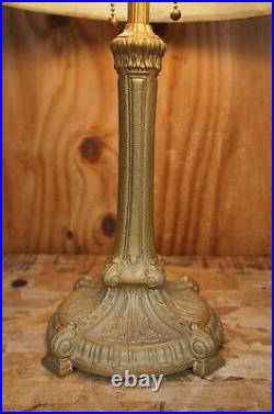 Antique Arts & Crafts Pittsburgh Reverse Painted Cast Iron Farmhouse Parlor Lamp