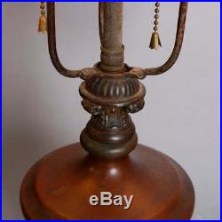 Antique Arts & Crafts Slag Glass Bradley & Hubbard School Table Lamp