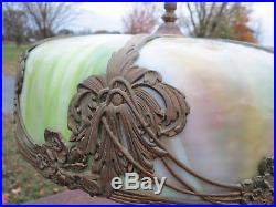 Antique Arts & Crafts Slag Glass Lamp Bradley Hubbard Handel Era Art Nouveau