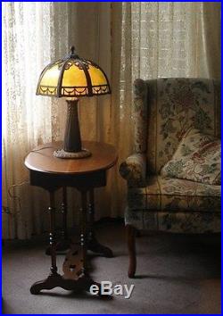 Antique Arts & Crafts Slag Glass Lamp No Reserve Empire Wilkinson Handel Era