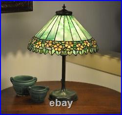 Antique Arts & Crafts Unique Leaded Lamp Periwinkle Slag Glass Lamp