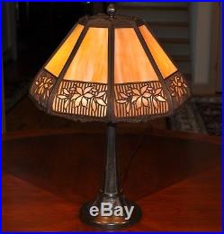 Antique Arts and Crafts Bradley & Hubbard Slag Glass Lamp B&H Mission