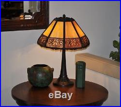 Antique Arts and Crafts Bradley & Hubbard Slag Glass Lamp B&H Mission