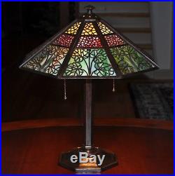 Antique Arts and Crafts Bradley and Hubbard Lamp B&H Slag Glass Lamp