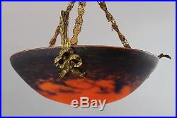 Antique Authentic Early 20thC, Jean Noverdy French Art Deco Glass Lamp Shade