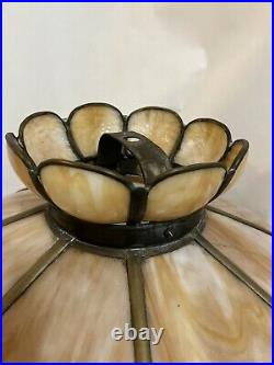 Antique Bent Glass 8 Panel Table or Hanging Lamp Shade 22 Handel Tiffany Era