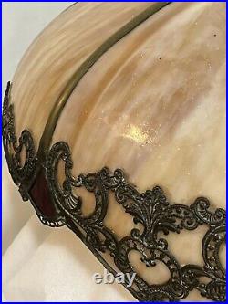 Antique Bent Glass 8 Panel Table or Hanging Lamp Shade 22 Handel Tiffany Era