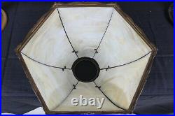 Antique Bent Slag Glass Table Lamp Spyder Web Design 6 Sides Miller Art Nouveau